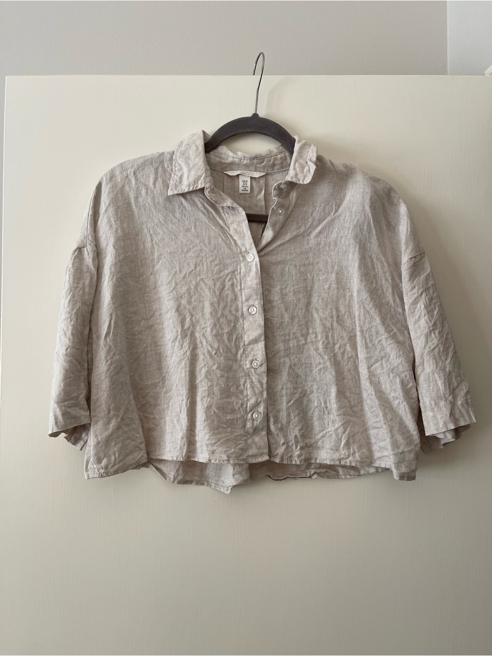 H&M linen cropped blouse
